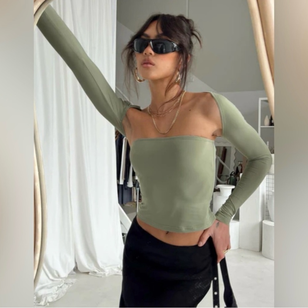 Princess Polly Women's Green Crop-top